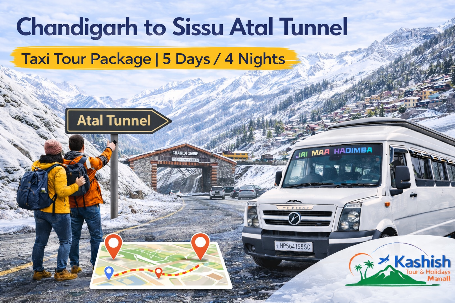 Chandigarh to Sissu Atal Tunnel Taxi Tour
