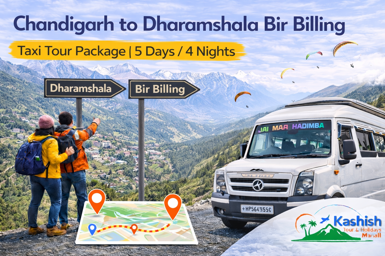 Chandigarh to Dharamshala Bir Billing Taxi Tour